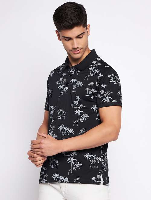 black polyester all over print tshirt - 20814375 -  Standard Image - 0
