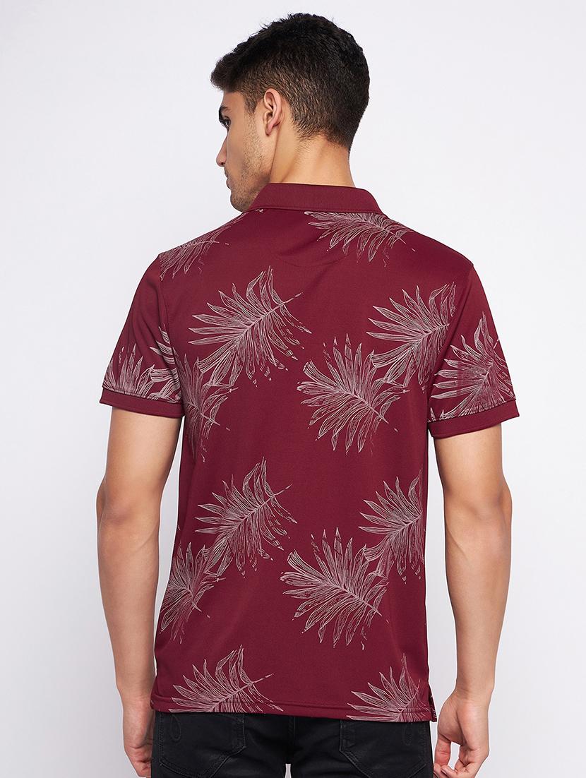 maroon polyester all over print tshirt - 20814378 - Standard Image - 2