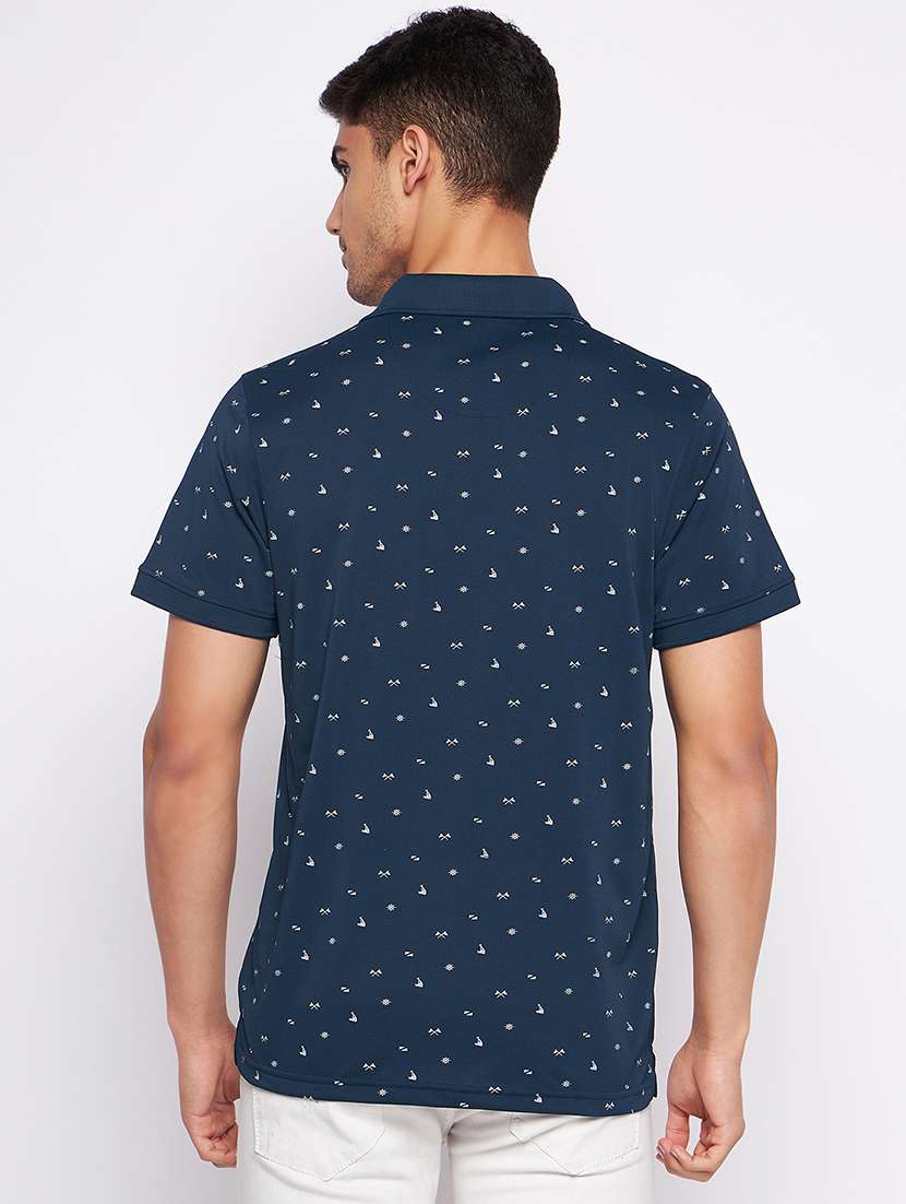 navy blue polyester all over print tshirt - 20814394 - Standard Image - 2
