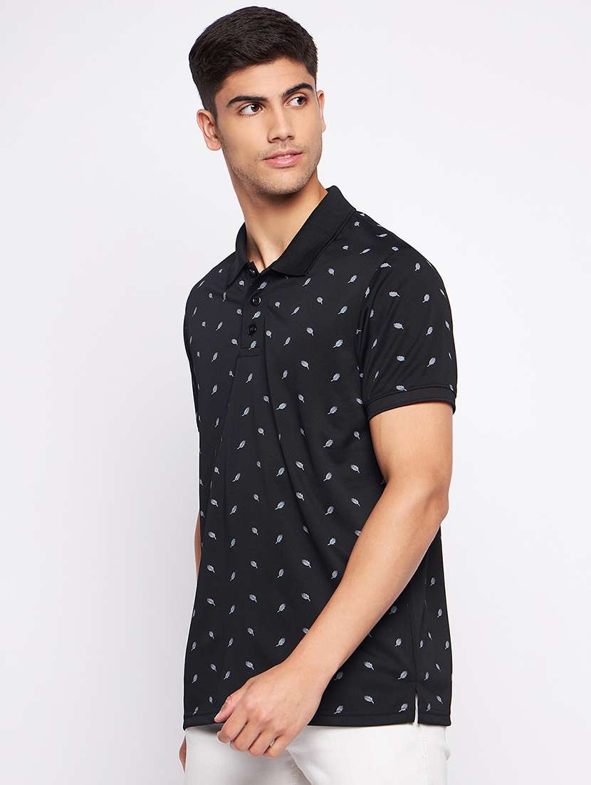 black polyester all over print tshirt