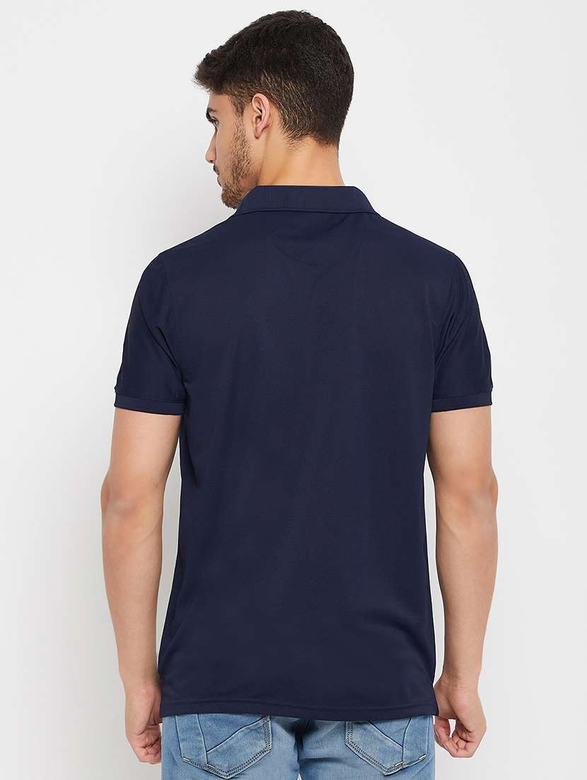 navy blue polyester plain tshirt - 20814412 - Standard Image - 2