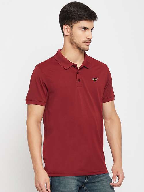 maroon polyester plain tshirt - 20814414 - Standard Image - 0