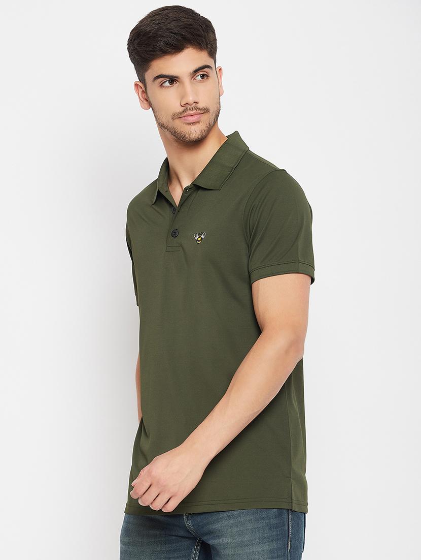 olive polyester plain tshirt - 20814417 - Zoom Image - 0