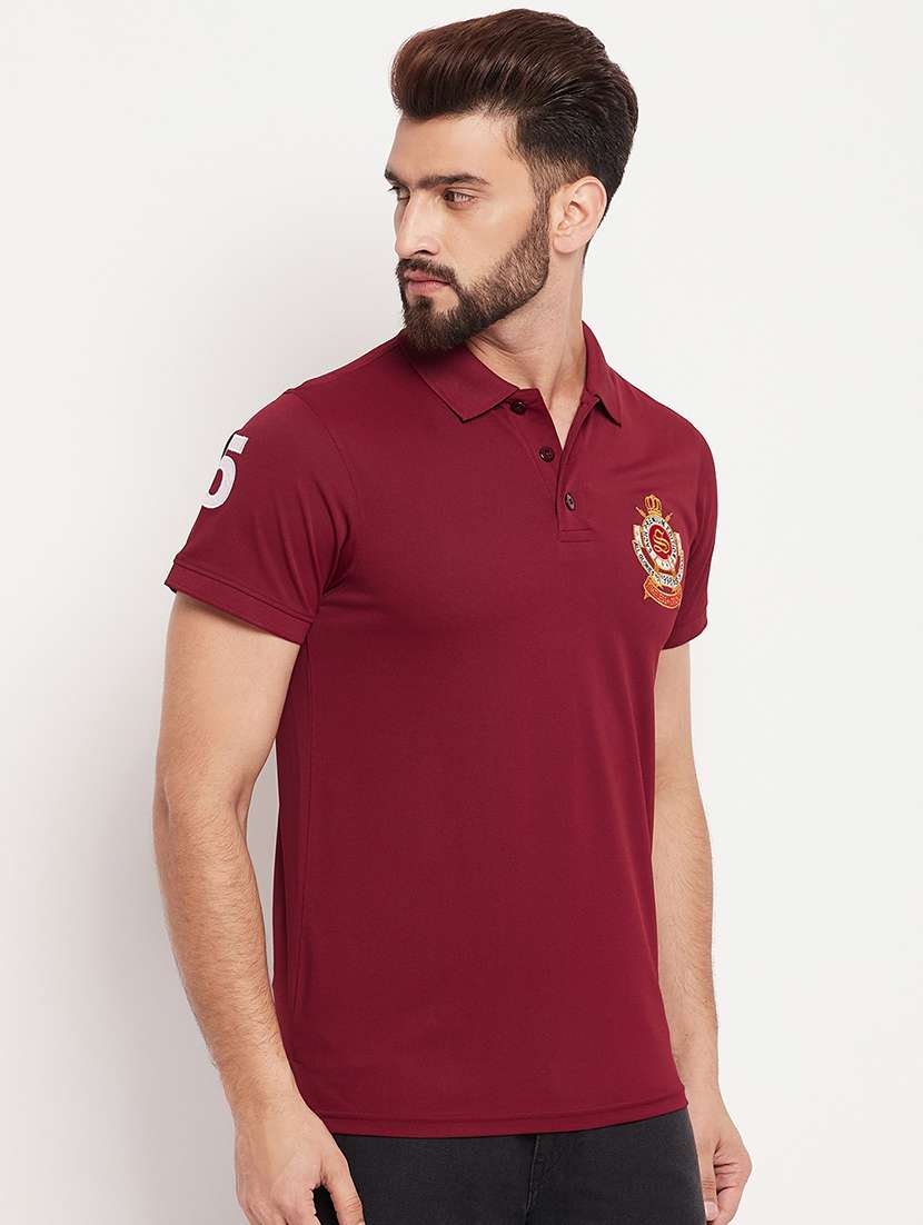 maroon polyester plain tshirt