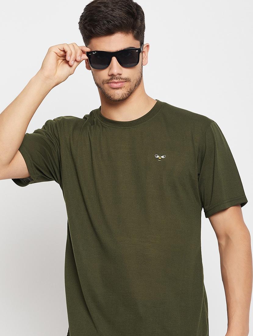 olive polyester back print tshirt - 20814437 - Standard Image - 2