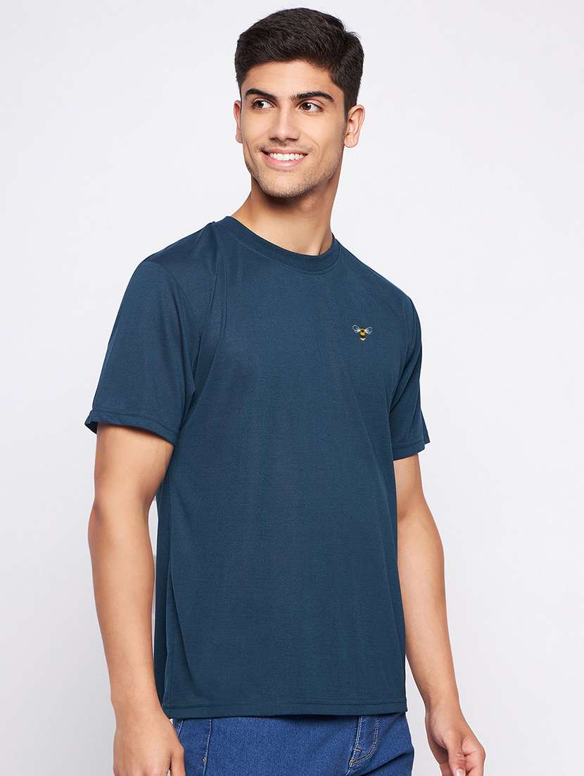 navy blue polyester plain tshirt