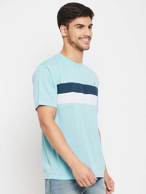 ai aqua polyester color block tshirt - 20814477 -  Standard Image - 0