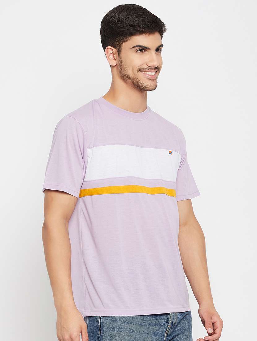 lavender polyester color block tshirt