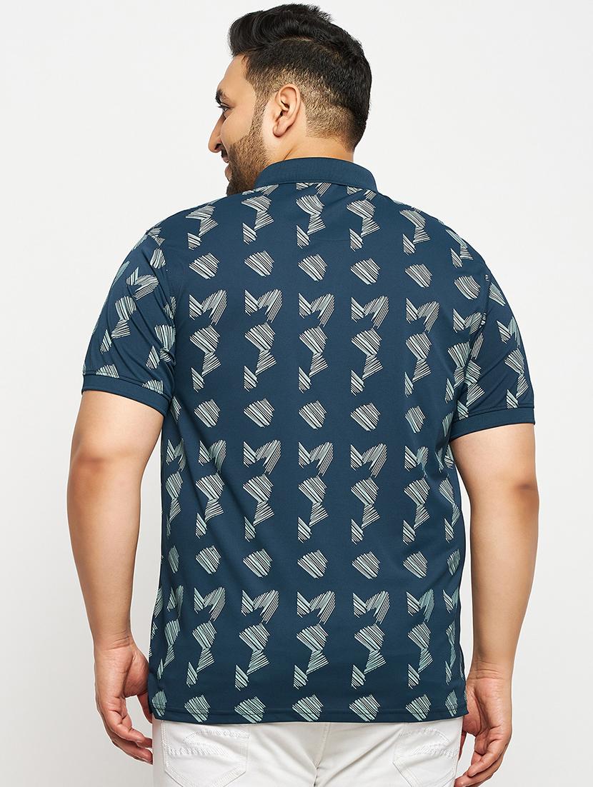 navy blue polyester all over print tshirt - 20814517 - Standard Image - 2