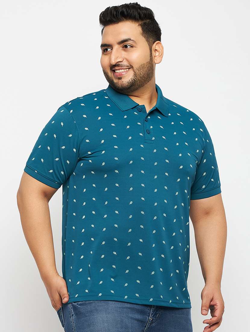 teal polyester all over print tshirt