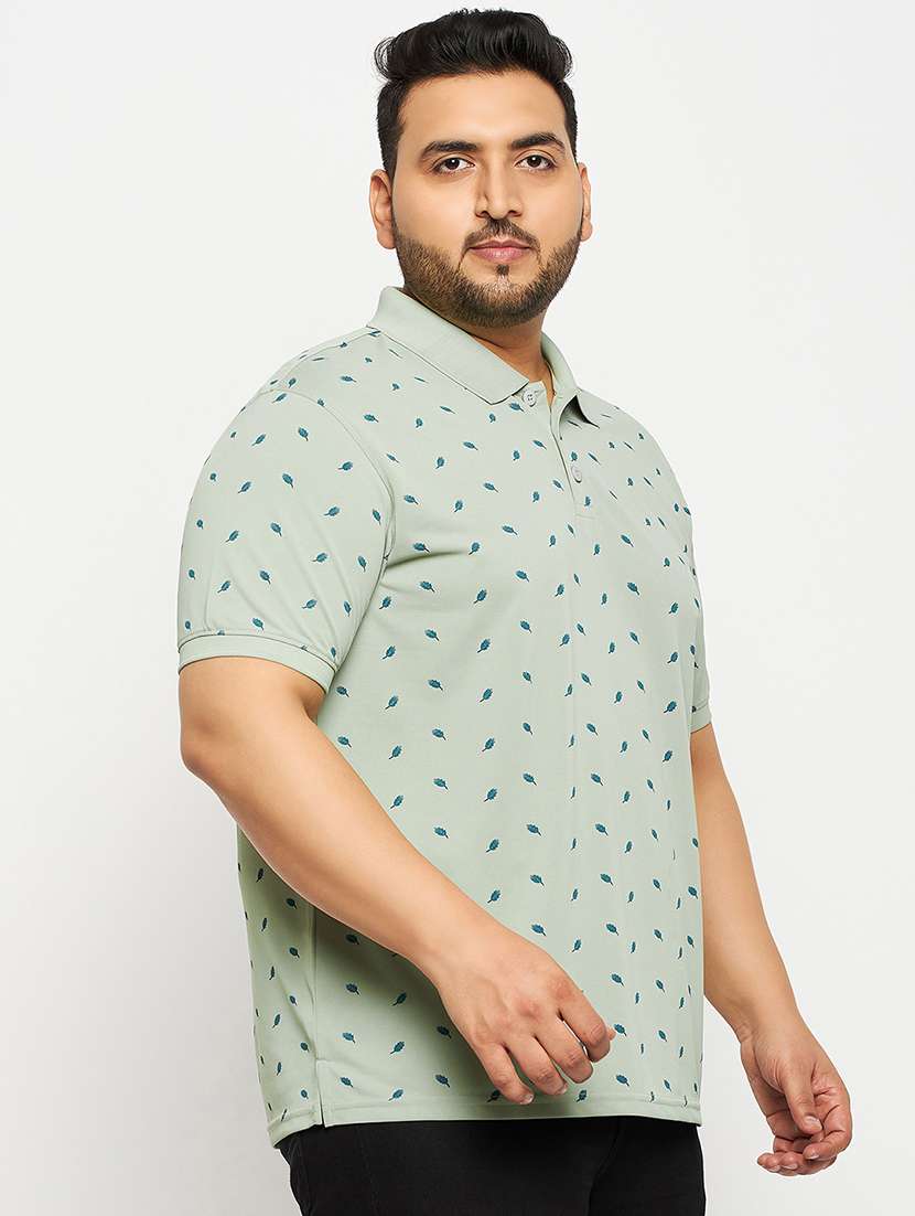 sea green polyester all over print tshirt