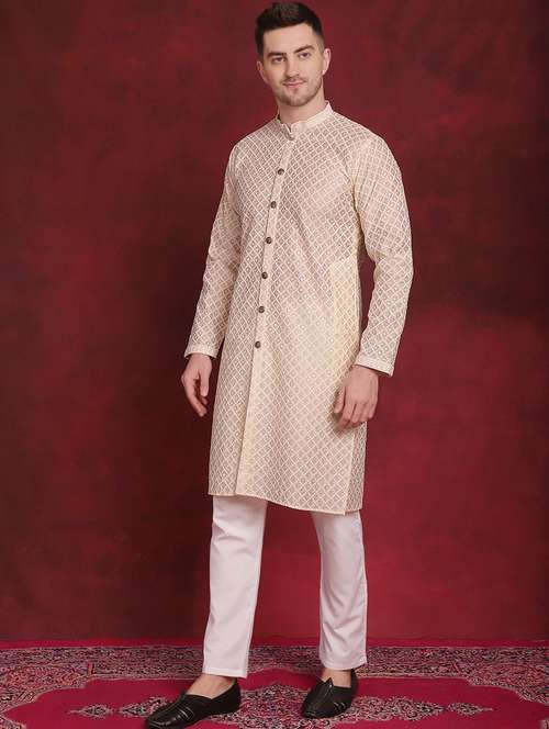 men embroidered kurta pyjama ethnic wear set - 20814650 - Standard Image - 0