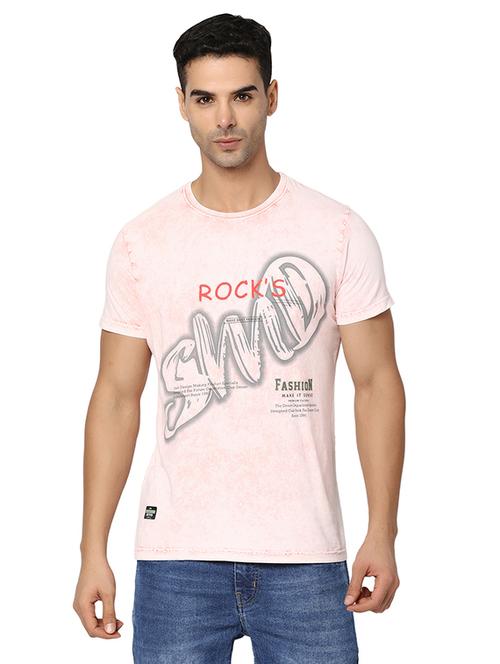 pink cotton chest print tshirt - 20816032 - Standard Image - 0