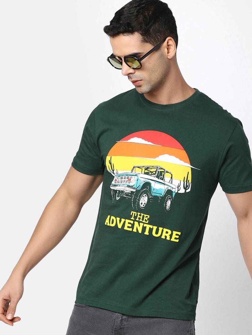 green cotton chest print tshirt - 20816054 - Standard Image - 2