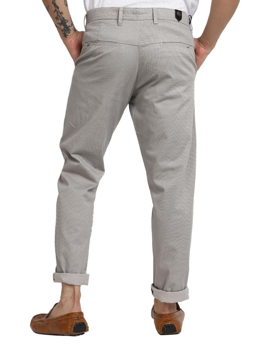 grey cotton checkered casual trouser - 20816159 - Standard Image - 2