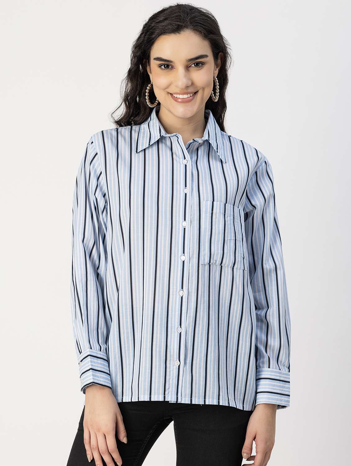 light blue cotton striped shirt