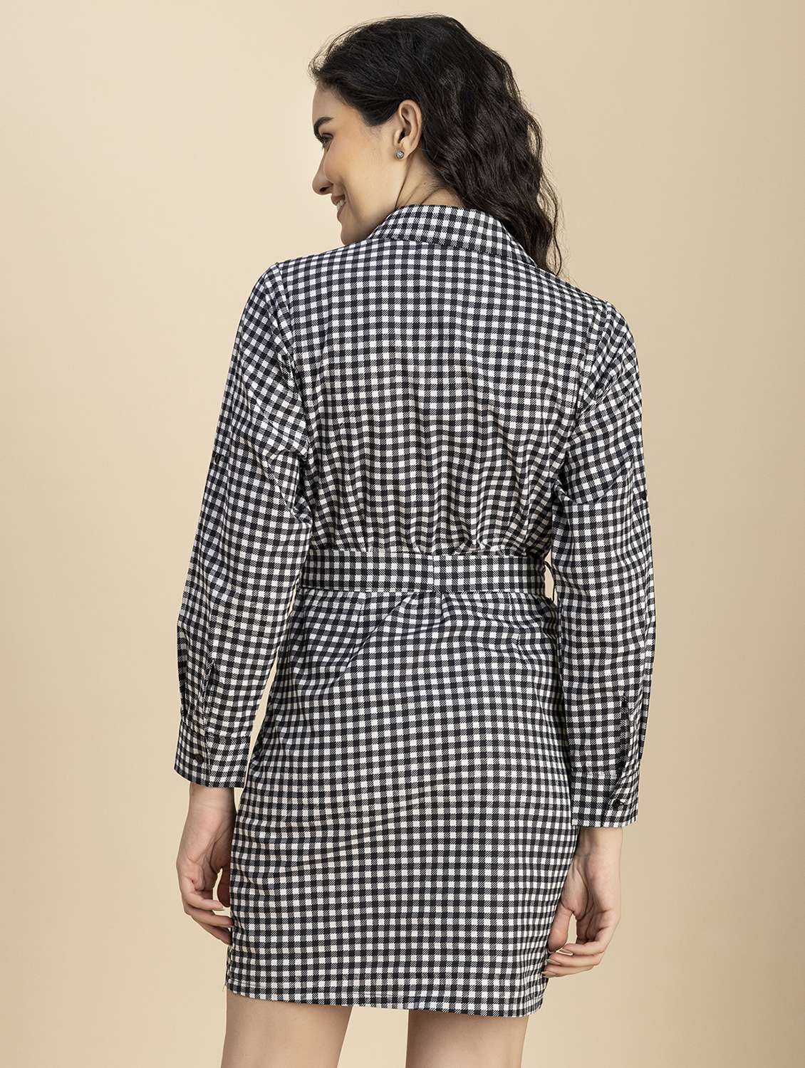 women black check printed sheath dress - 20817230 -  Standard Image - 2