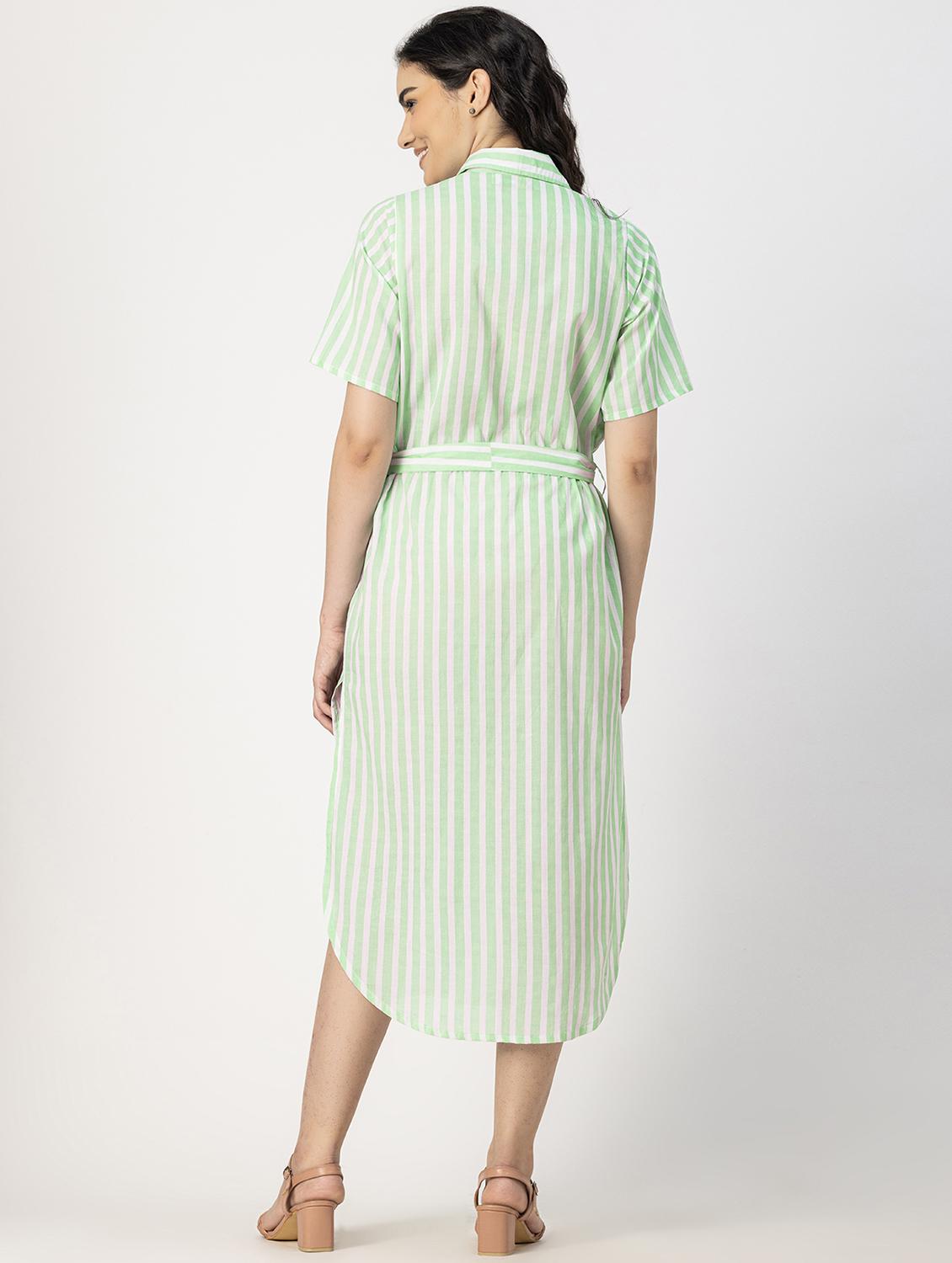 neo mint vertical striped shirt midi dress - 20817234 - Standard Image - 2
