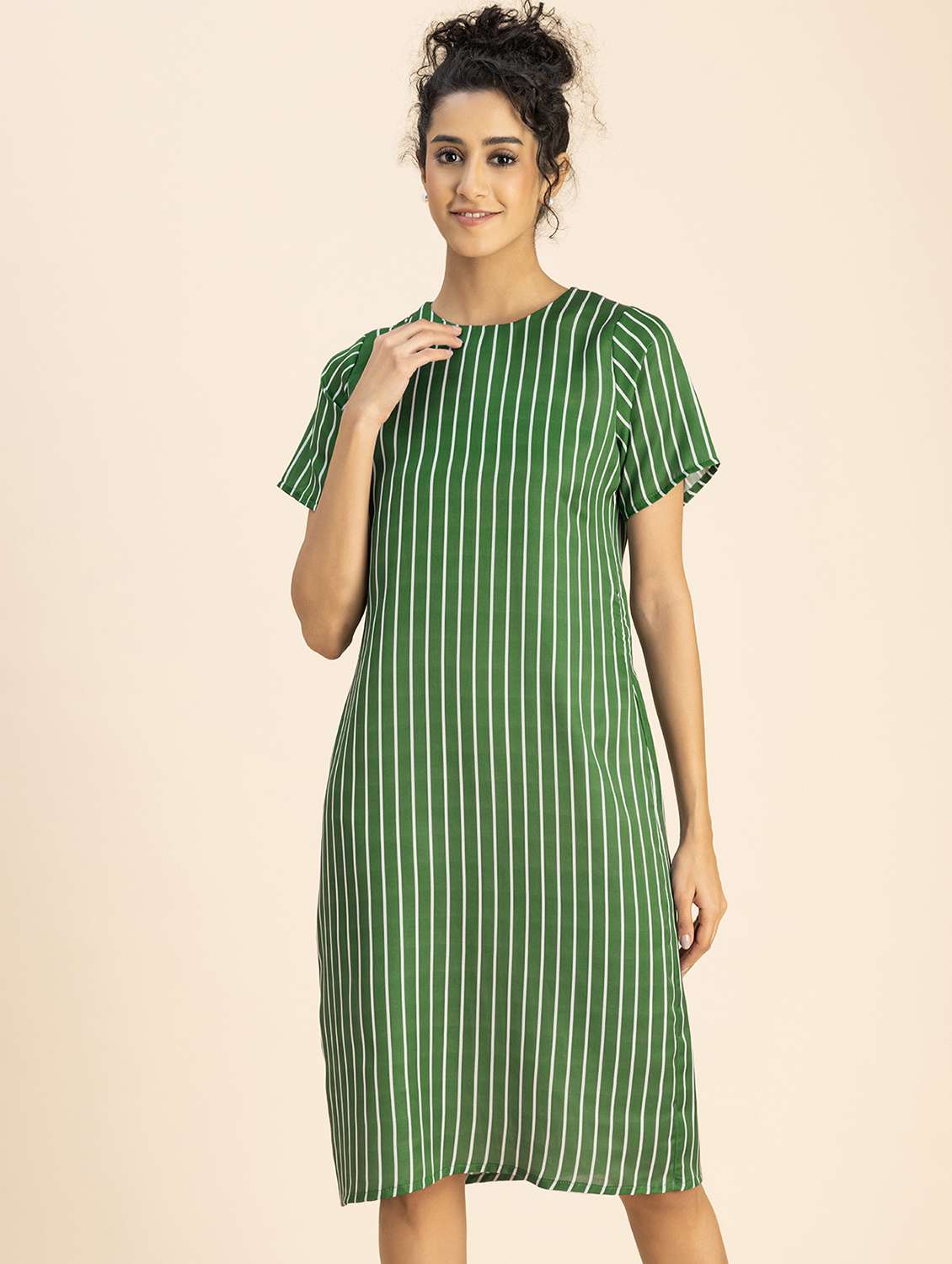 women green stripes straight dress