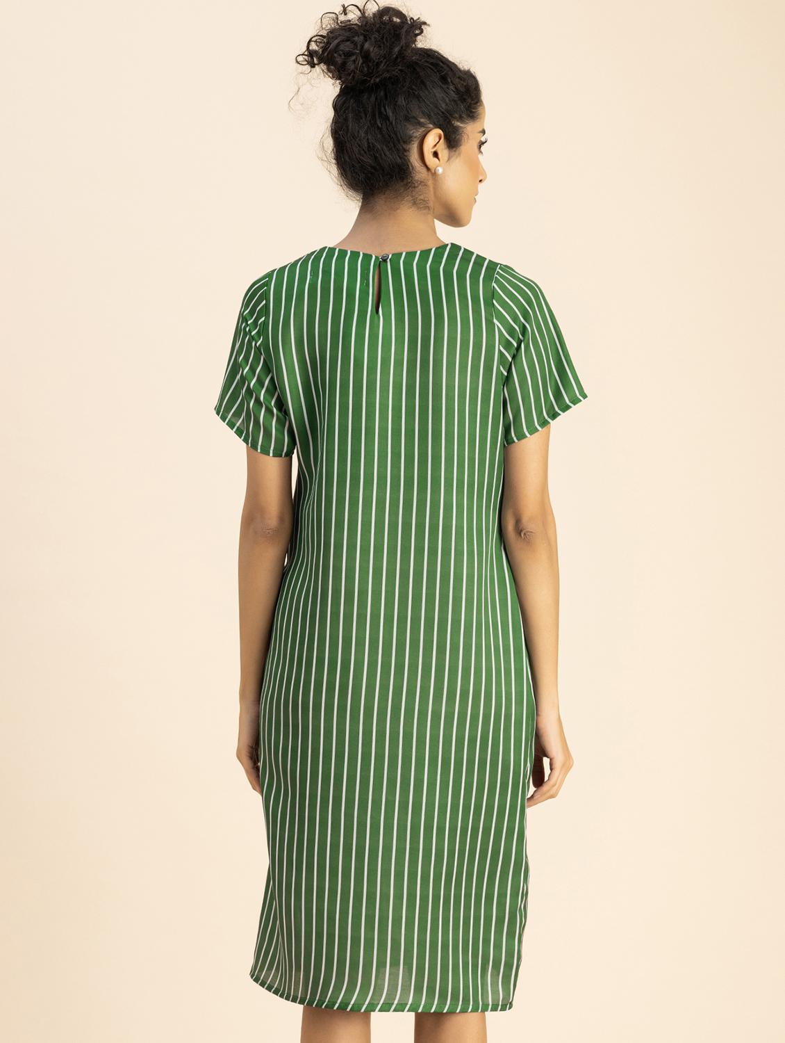women green stripes straight dress - 20817242 - Standard Image - 2