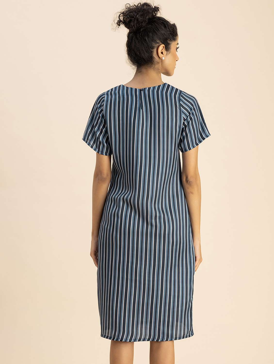 women blue stripes printed straight dress - 20817244 -  Standard Image - 2