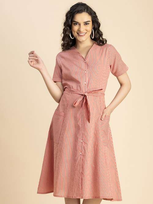 women red stripes a-line dress - 20817247 -  Standard Image - 0