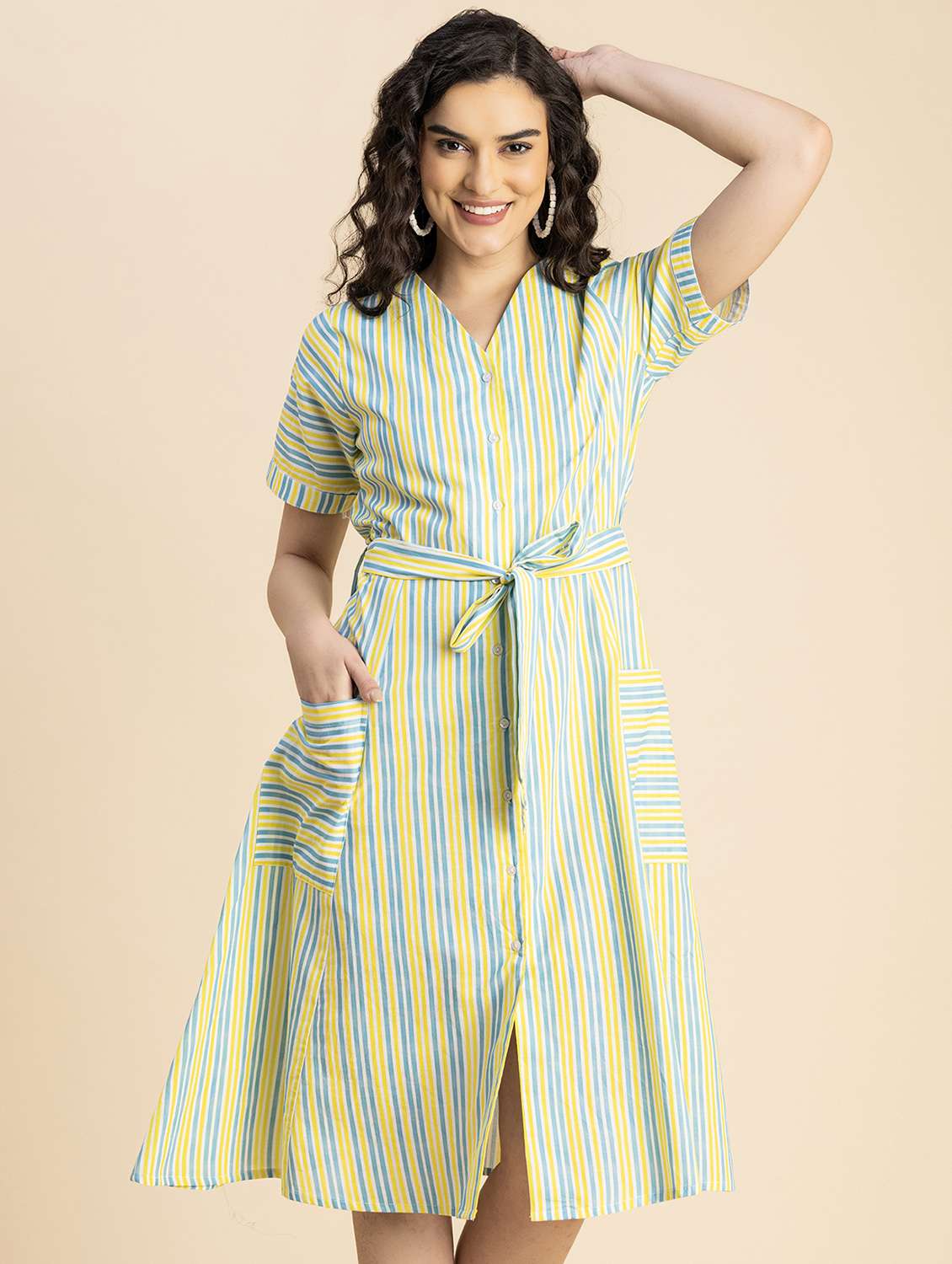 women multicolored check printed shirt dress