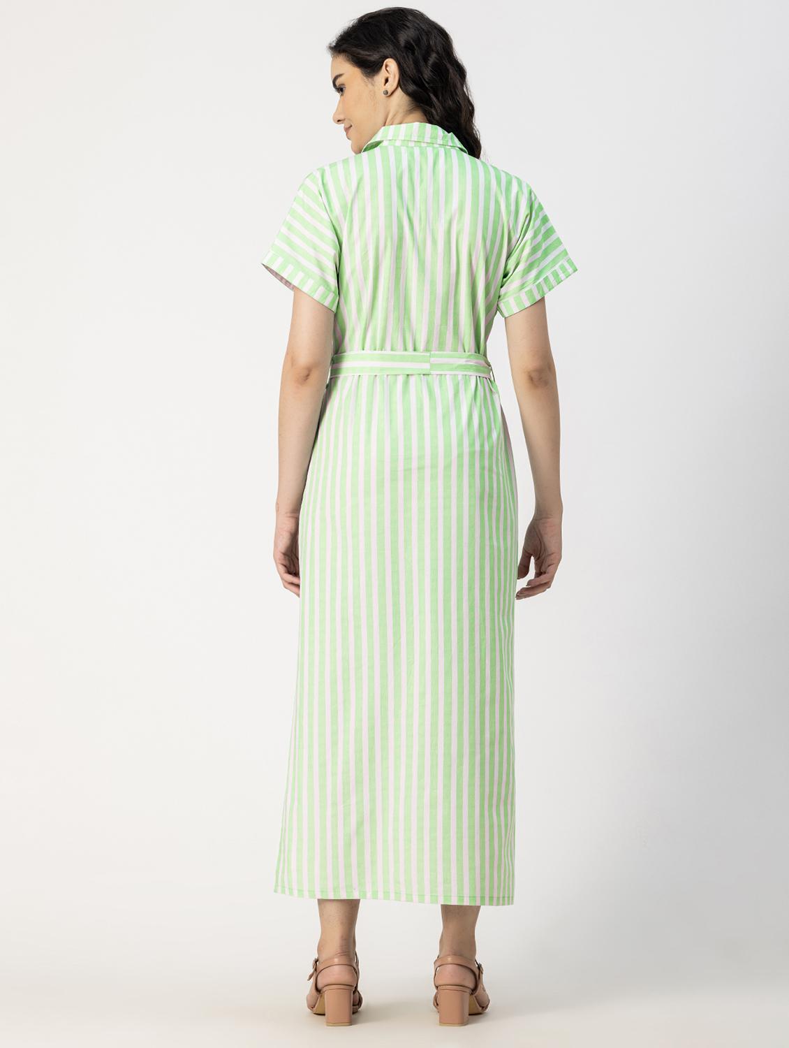 women neo mint stripes printed shirt dress - 20817253 - Standard Image - 2