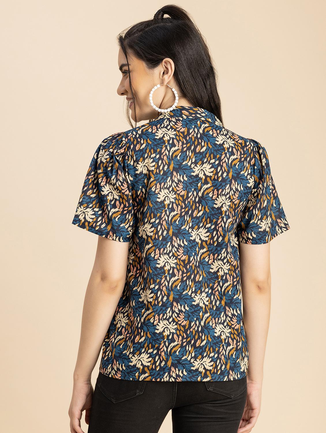 women multicolored floral printed shirt top - 20817307 - Standard Image - 2