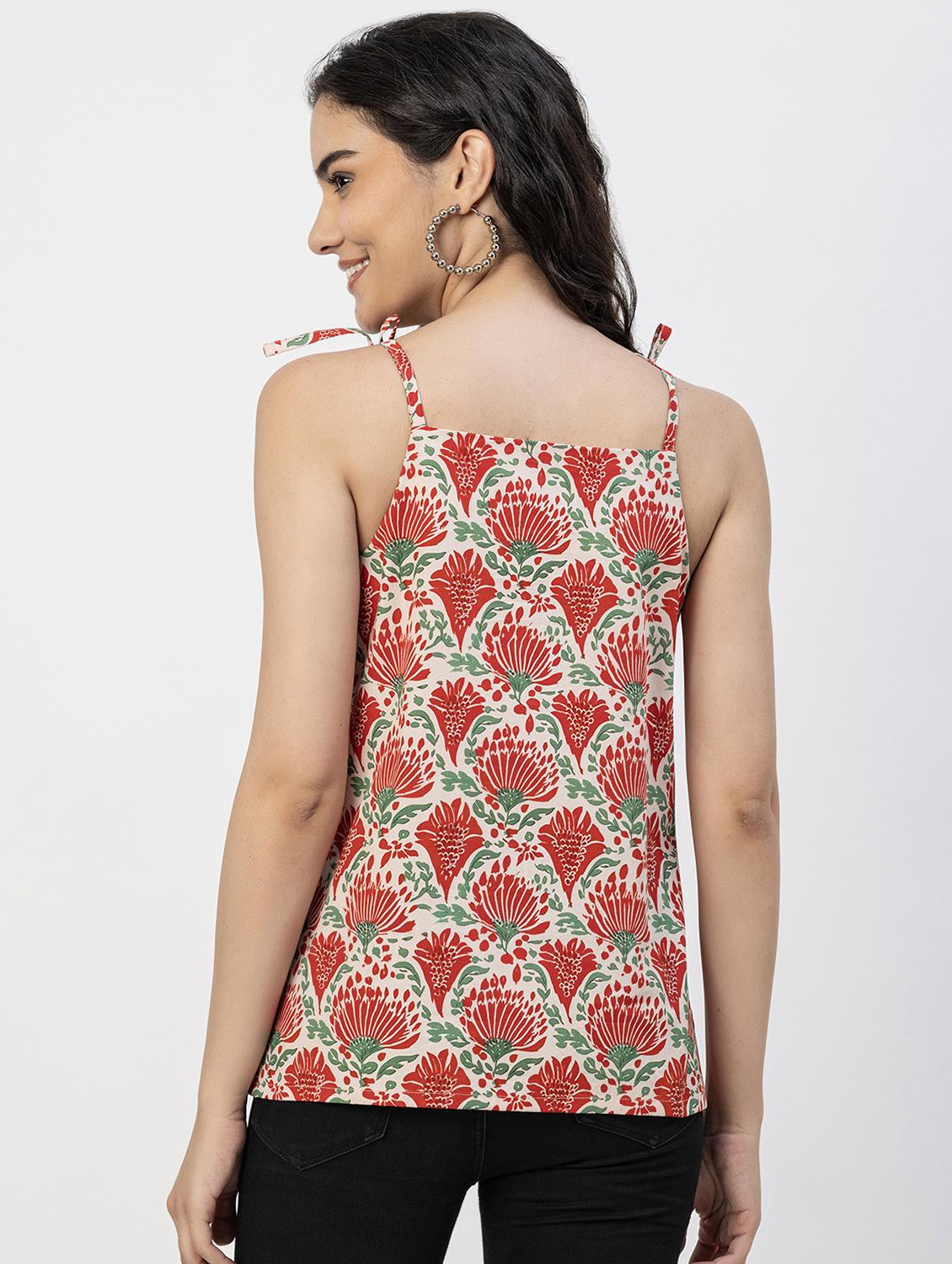 off white floral printed detailed regular top - 20817311 - Standard Image - 2