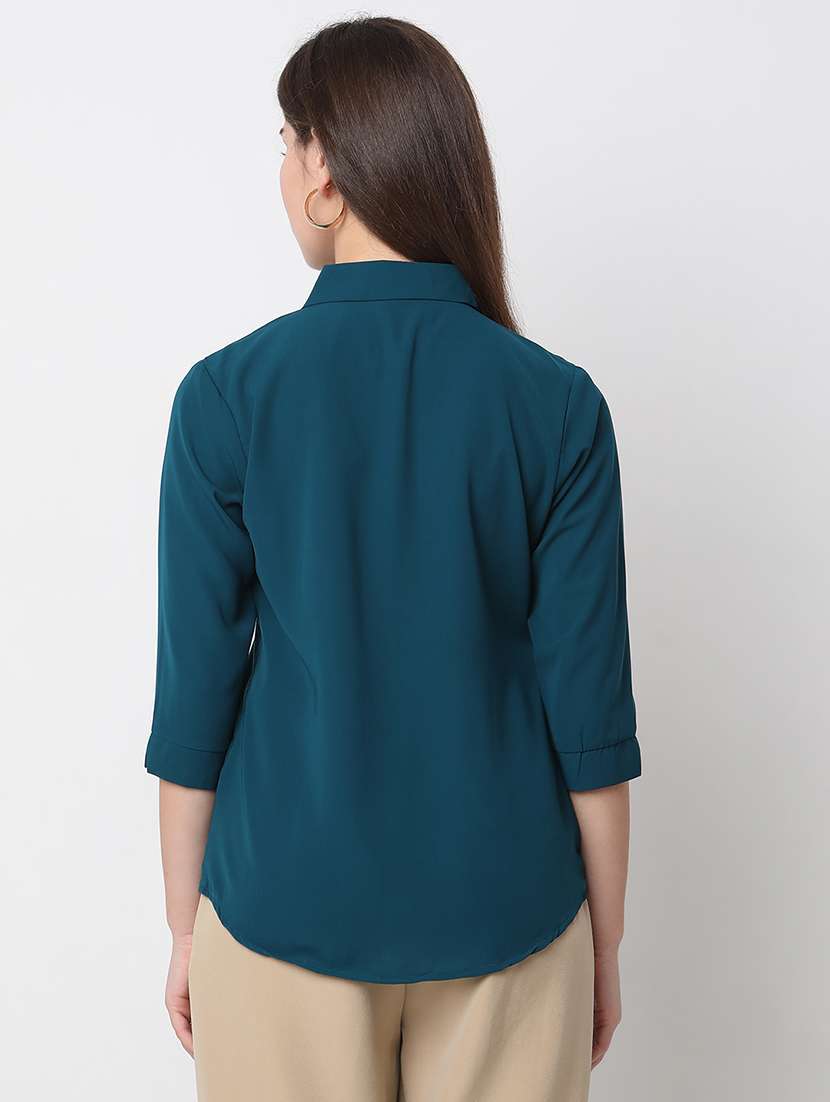 Teal Cotton Formal Shirt