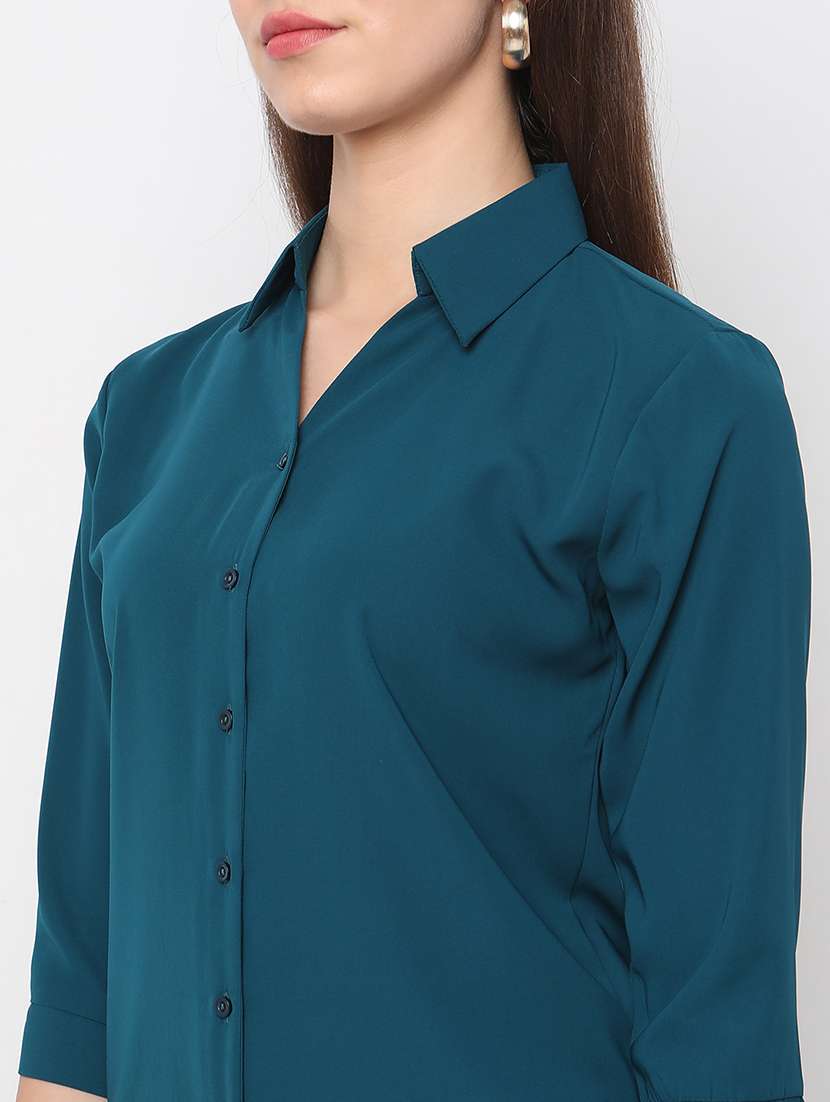 Teal Cotton Formal Shirt