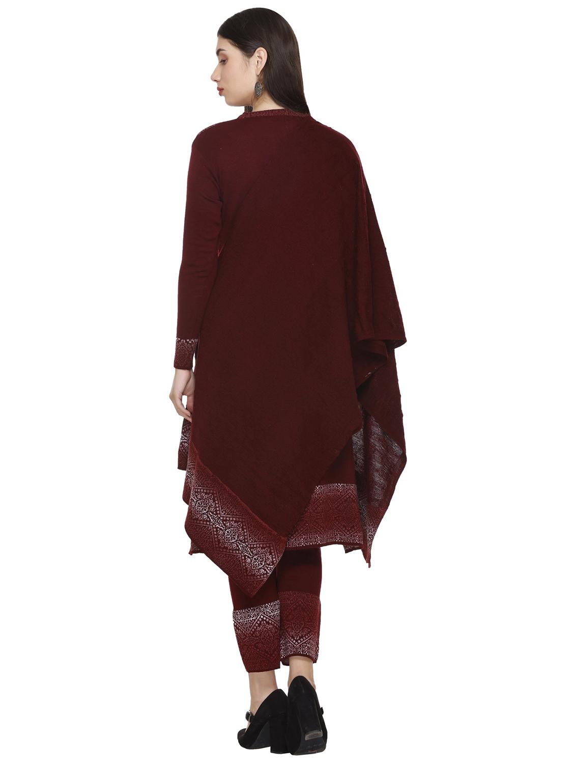 women maroon notch neck kurta pant set with dupatta - 20817770 - Standard Image - 2