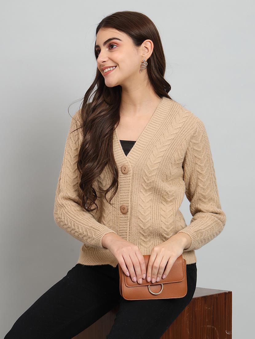 women self design woolen cardigan - 20817788 - Standard Image - 2