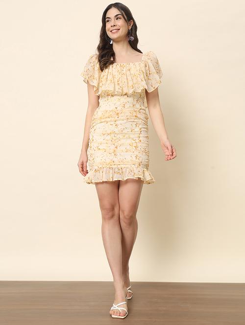 cream polyester bodycon dress - 20822173 -  Standard Image - 0