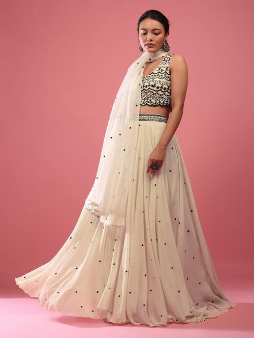 women beige semi-stitched lehenga choli with dupatta - 20822396 -  Standard Image - 0