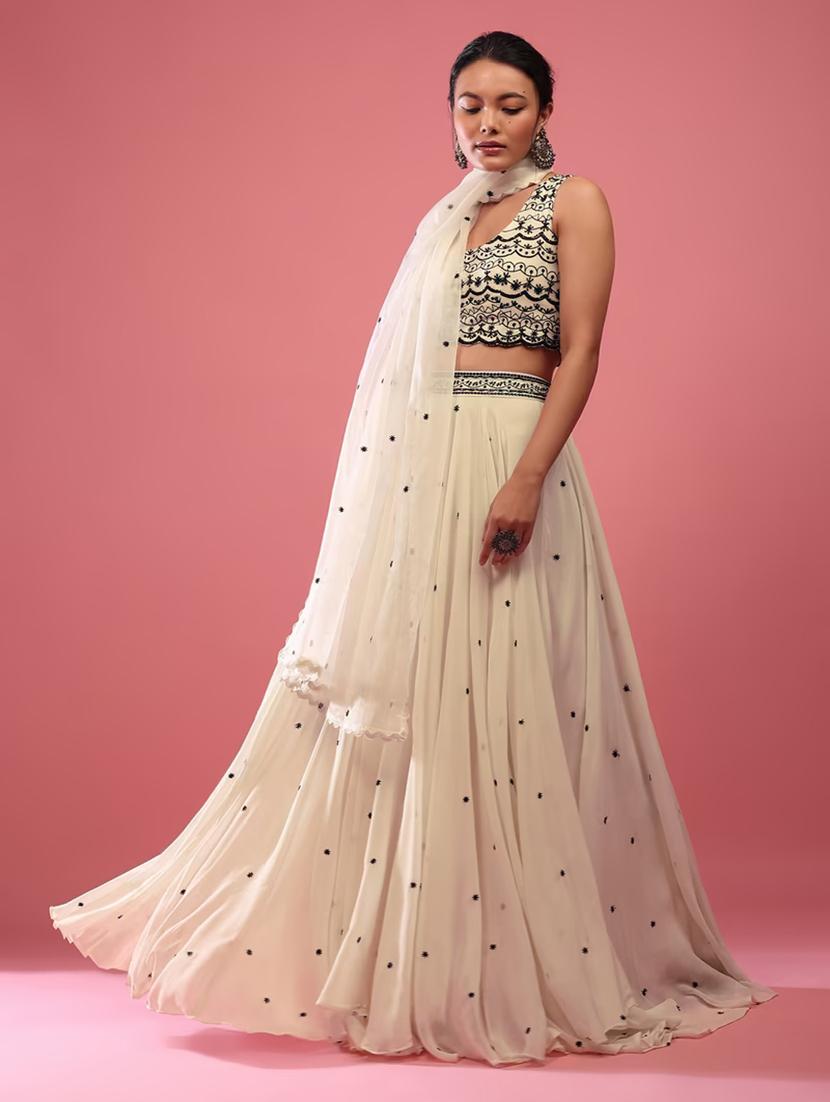 women beige semi-stitched lehenga choli with dupatta - 20822396 -  Zoom Image - 0