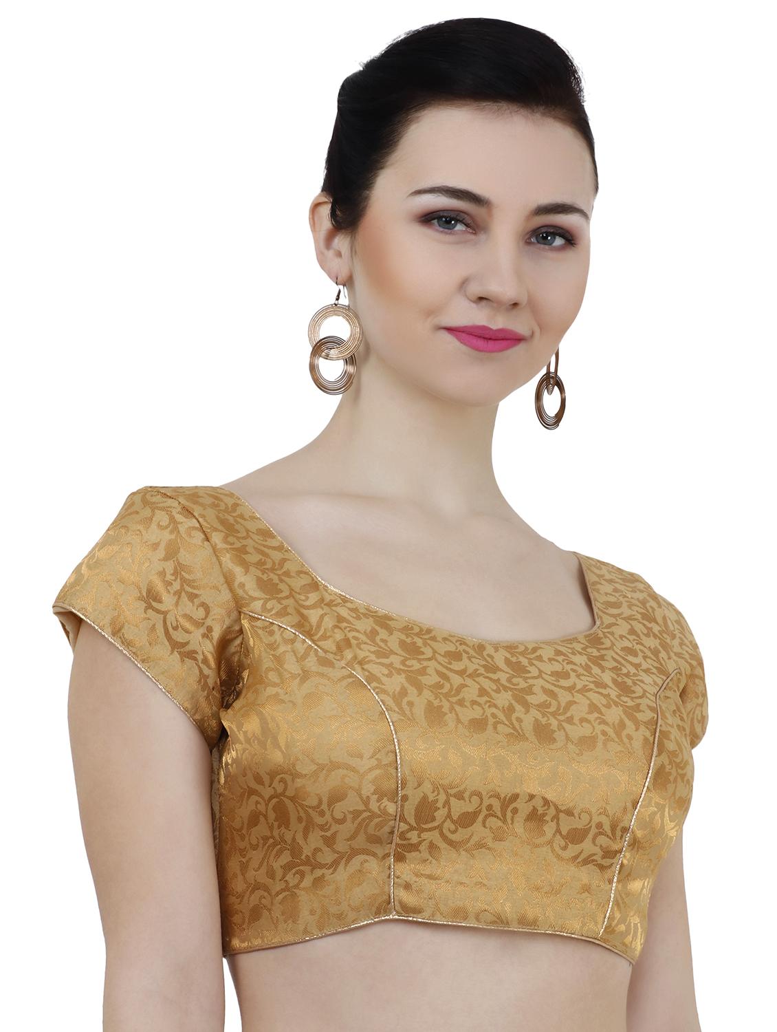 gold chanderi brocade blouse - 20825592 - Standard Image - 2