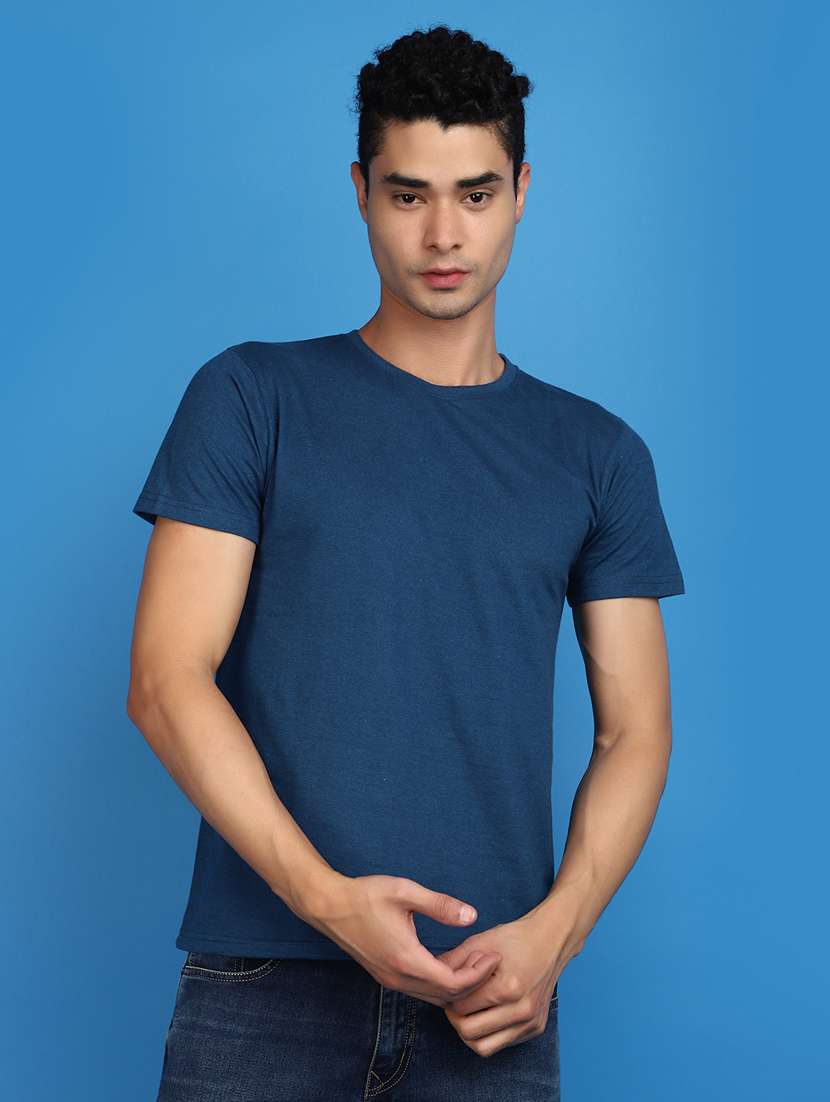 men round neck solid t-shirt