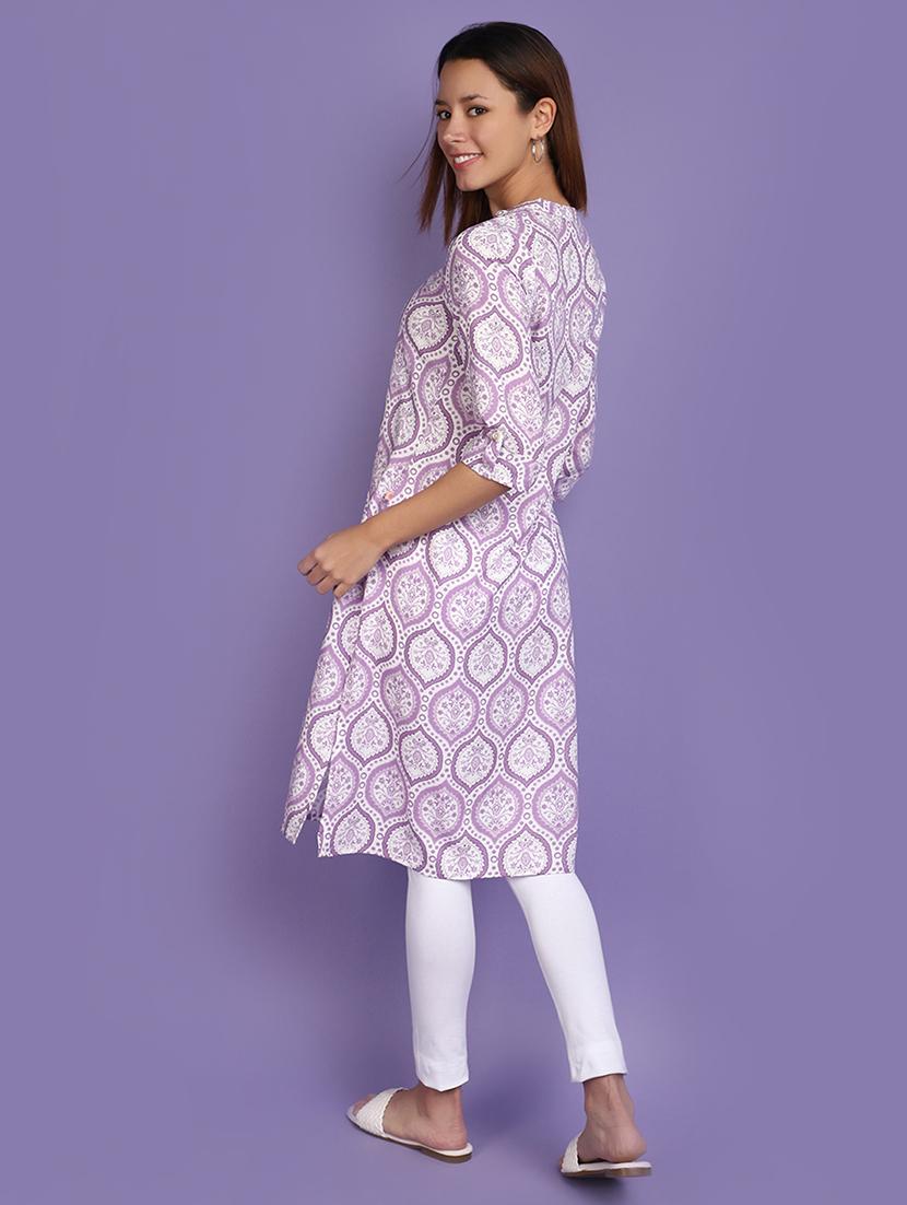 women white mandarin neck a-line kurta - 20825631 - Standard Image - 2