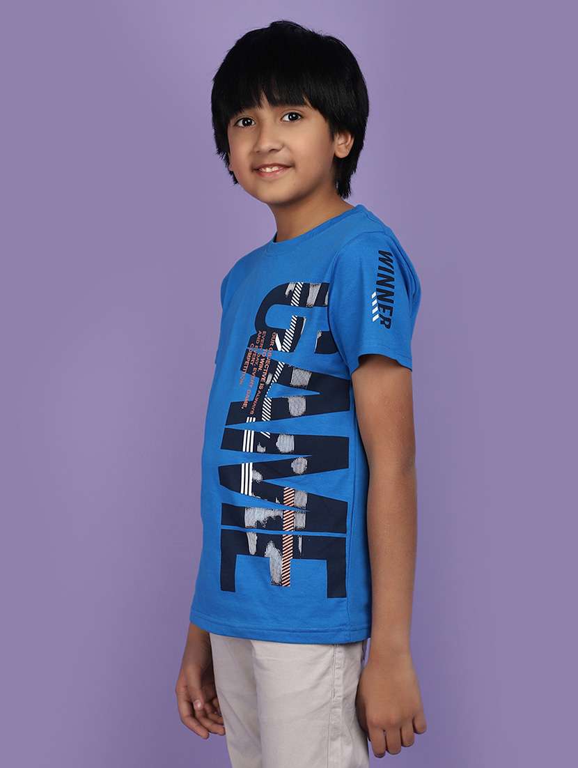blue printed detailed casual t-shirt - 20825646 -  Standard Image - 2
