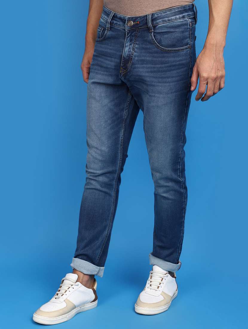 men mid rise plain denim jeans - 20825714 -  Standard Image - 2