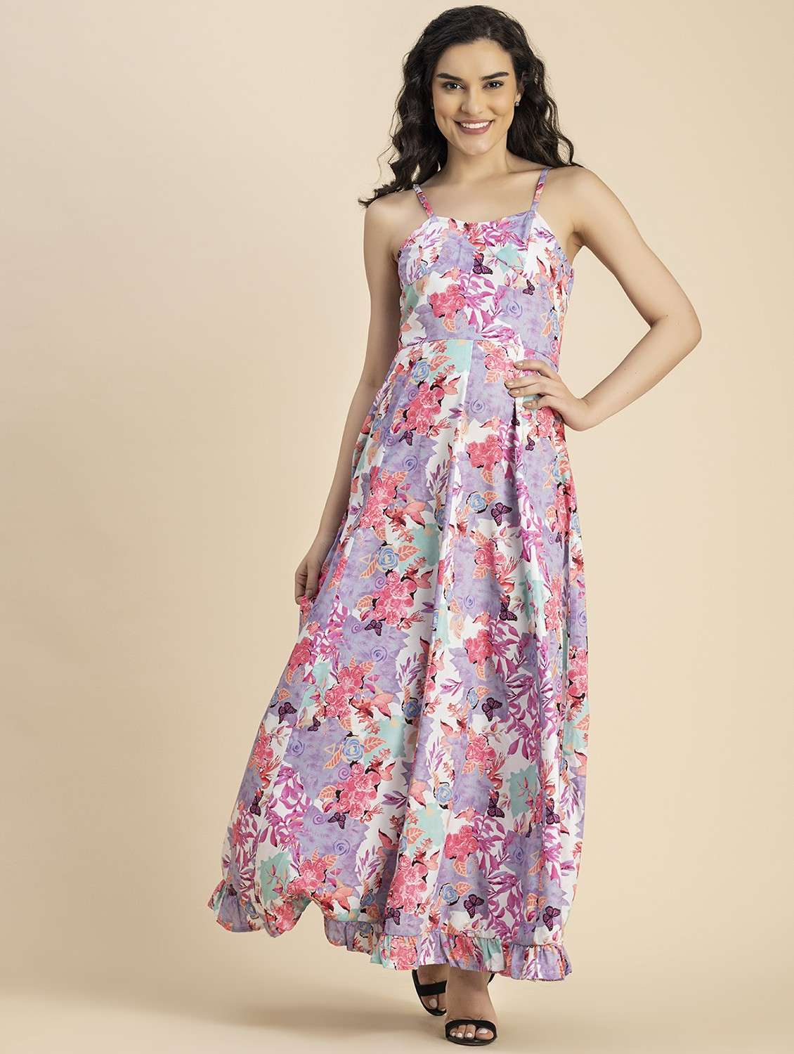 women white floral printed fit & flare dress