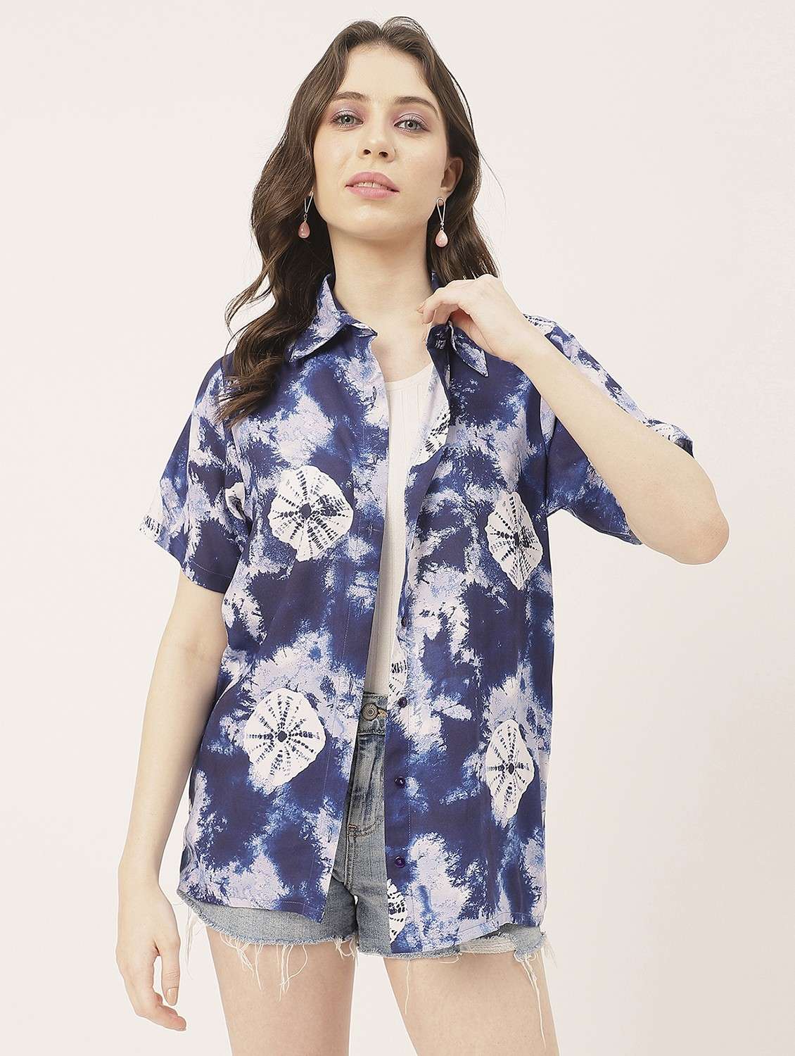women tie & dye short sleeve shirt
