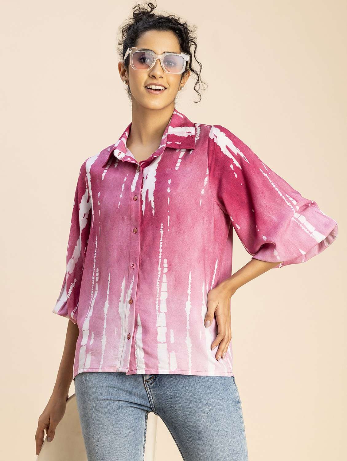 burgundy rayon tie & dye shirt