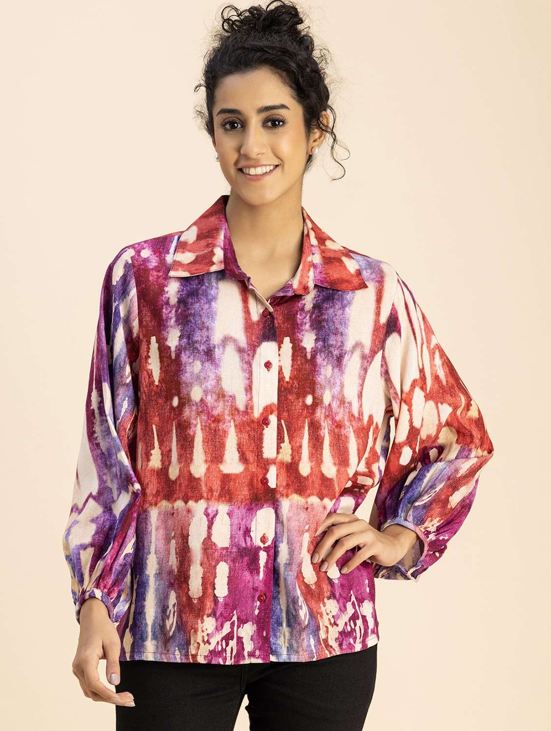 multicolored rayon printed shirt