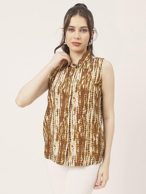 brown rayon tie & dye shirt - 20825760 - Standard Image - 0