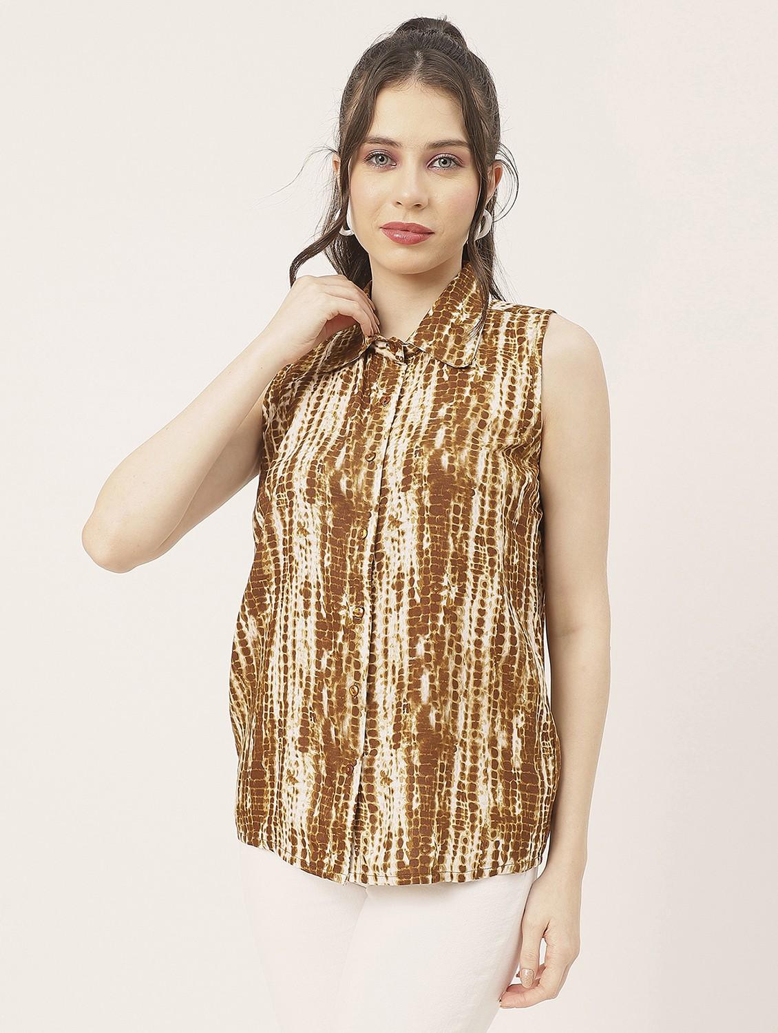 brown rayon tie & dye shirt - 20825760 - Zoom Image - 0