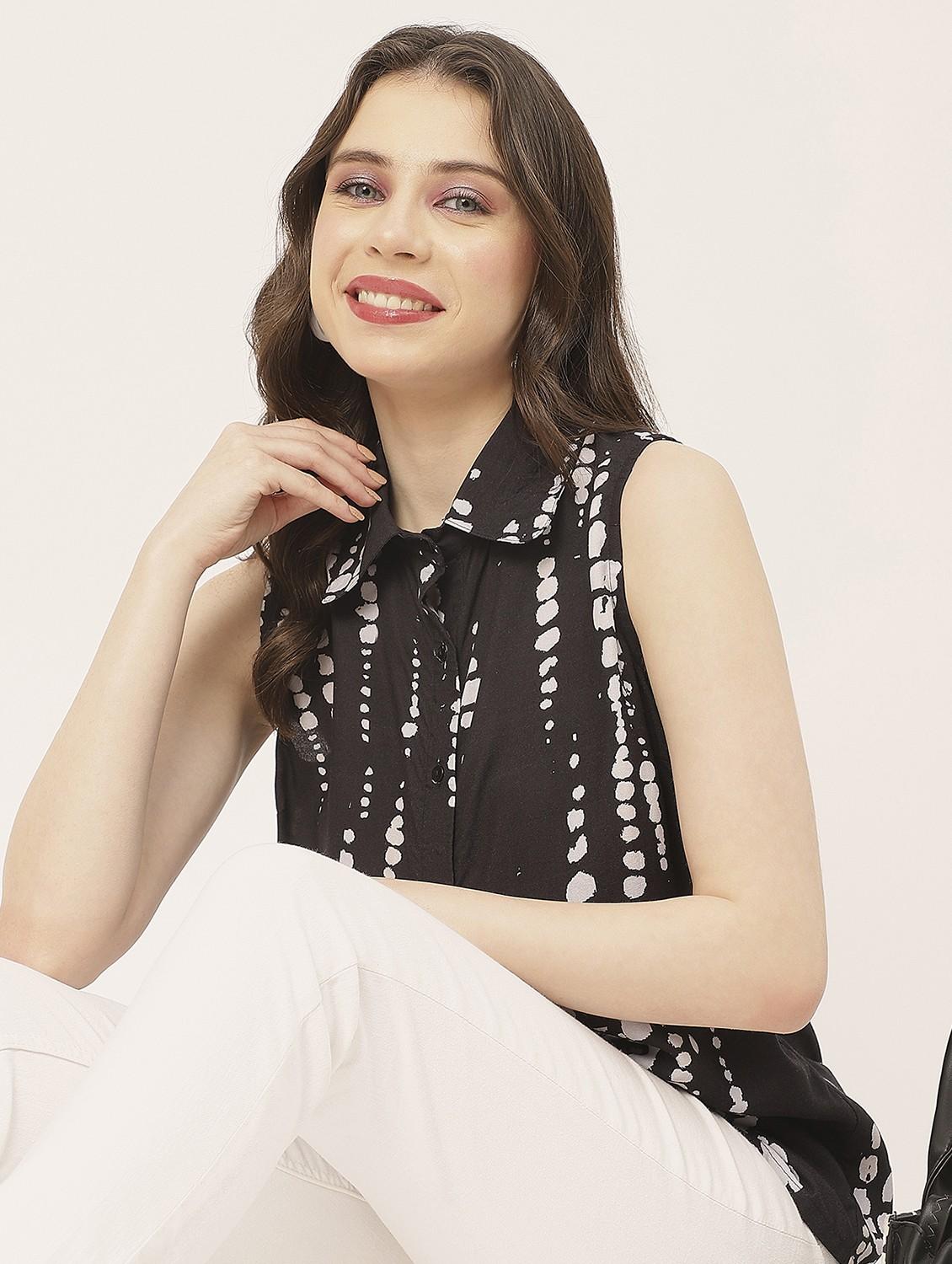 black rayon printed shirt - 20825761 - Standard Image - 2