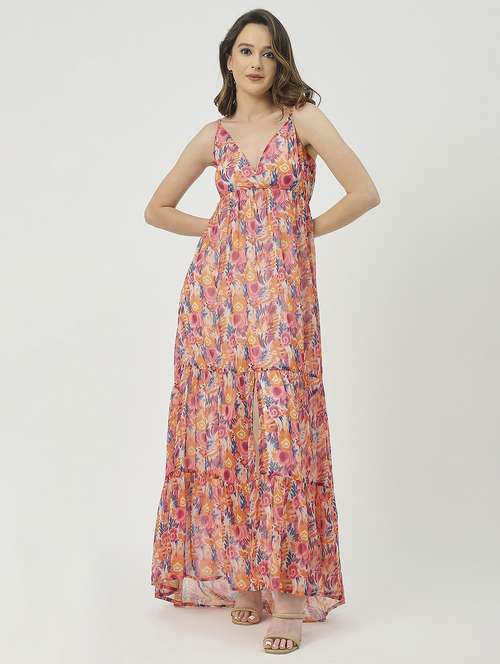 women multicolored floral printed fit & flare dress